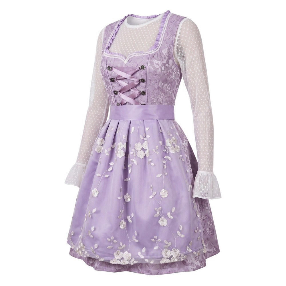 New Small Oktoberfest Lavender Purple Jacquard Dirndl Dress Bavarian German